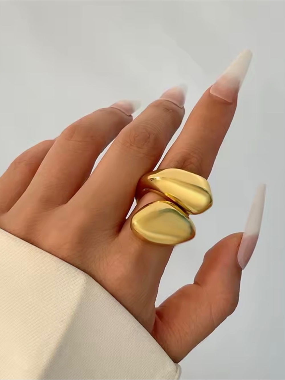 Zara Gold Tone Sculptural Open Ring - Elegant Women Jewelry NWOT